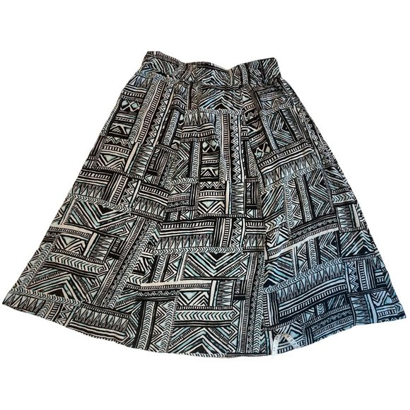 Style & Co Women Geometric A Line Skirt Drawstring Waist Black White Size Small - Picture 2 of 5